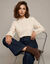 Blouse met Engelse borduursels, hoge kraag, macram&eacute;-details, katoen (beige)