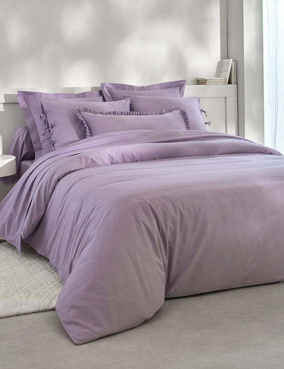 Linge de lit uni percale (parme grisé)