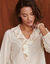 Effen blouse met V-hals en ruches effen (ecru)