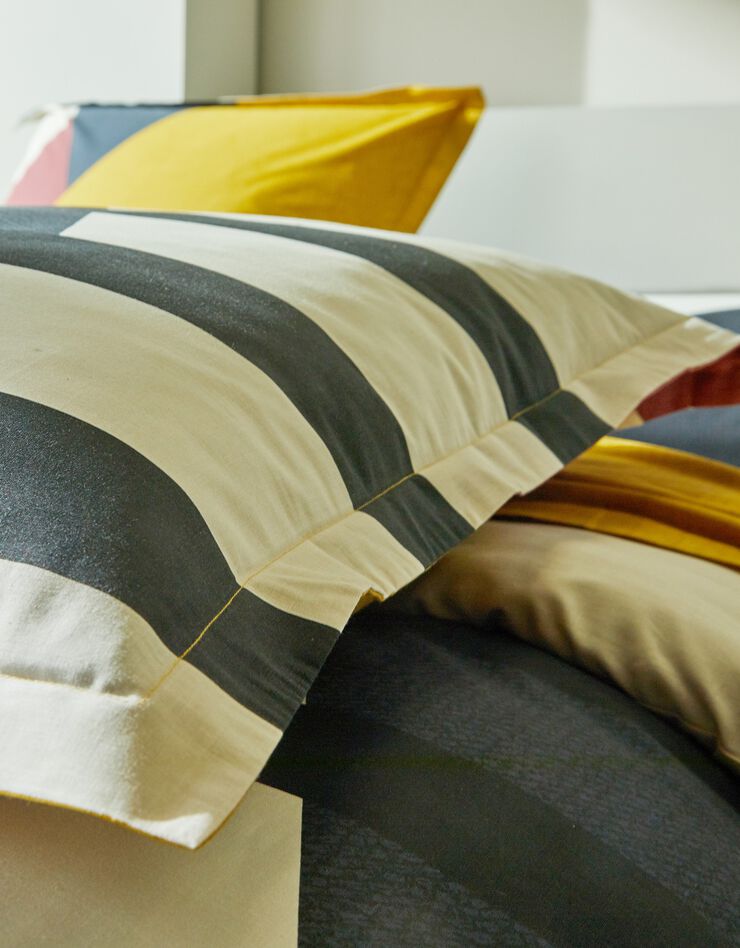 Linge de lit Charli coton à motifs géométriques (bleu)