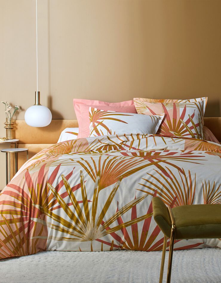 Linge de lit Palme en coton à motifs feuilles de palmes (terracotta)
