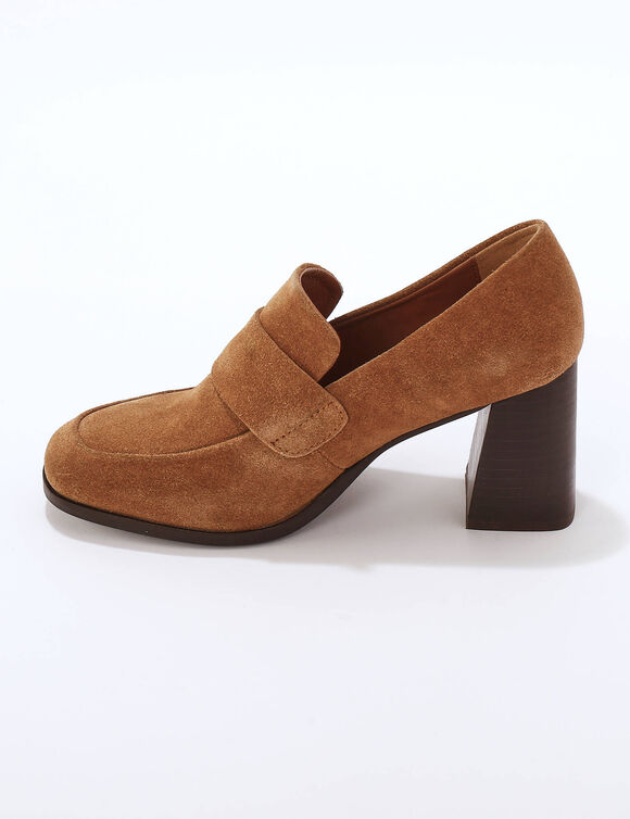 Mocassin à talon croûte de cuir (caramel)