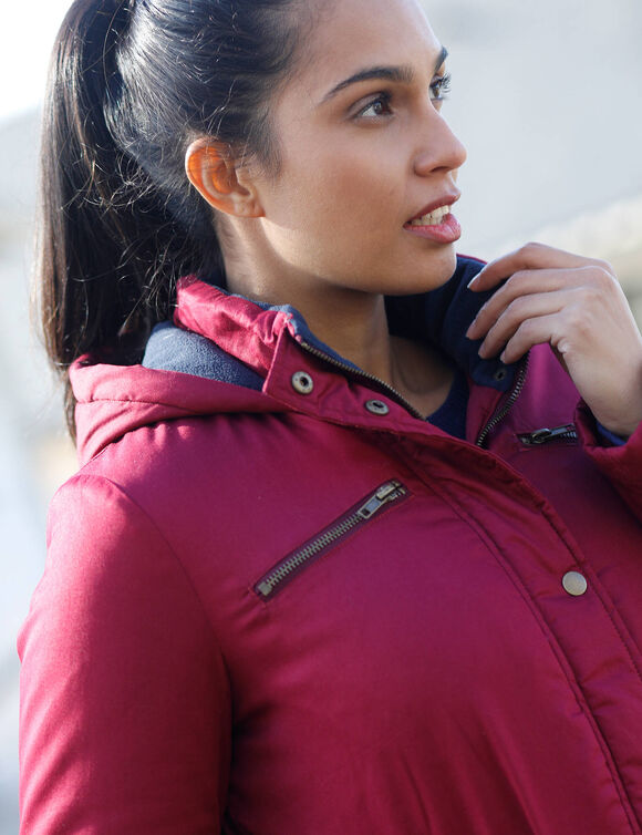 Parka déperlante doublée maille polaire (prune)