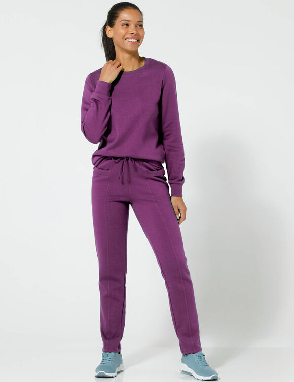 Pantalon jogging, molleton gratté (raisin)