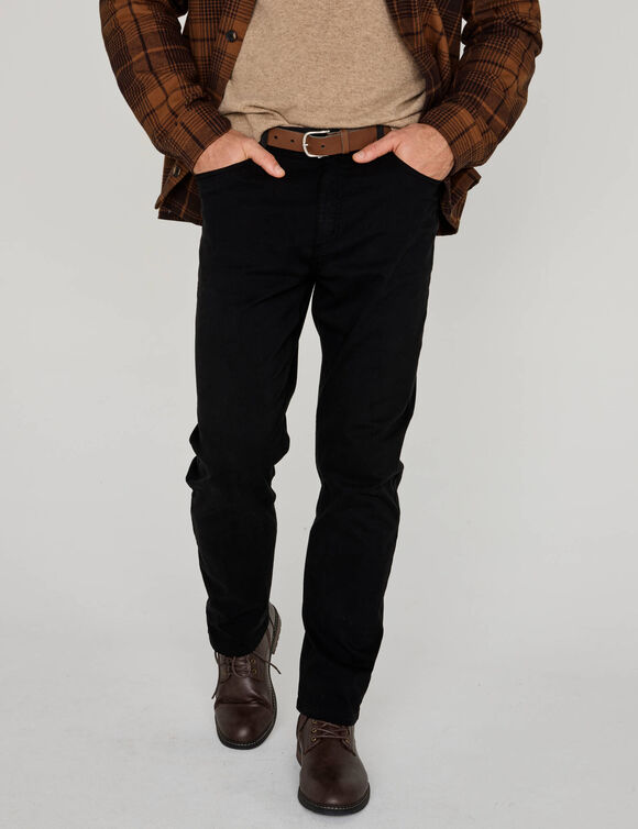 Pantalon droit 5 poches &eacute;lastiqu&eacute; c&ocirc;t&eacute;s - L28 (noir)