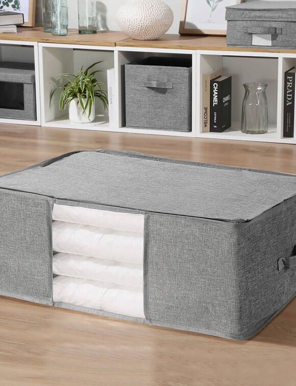 Housse rangement tissu gris pour couette (gris)