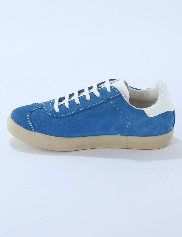 Baskets vintage croûte de cuir colorées (bleu)