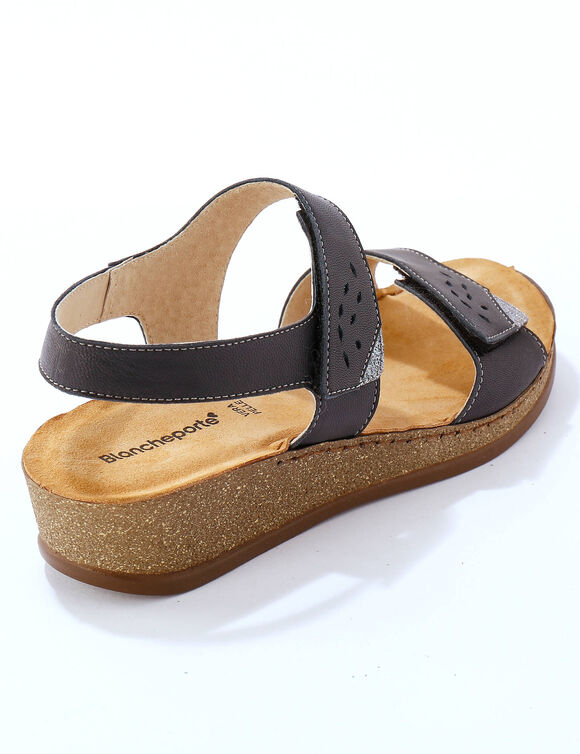 Leren sandalen met scratchsluiting, comfortbreedte (marine)