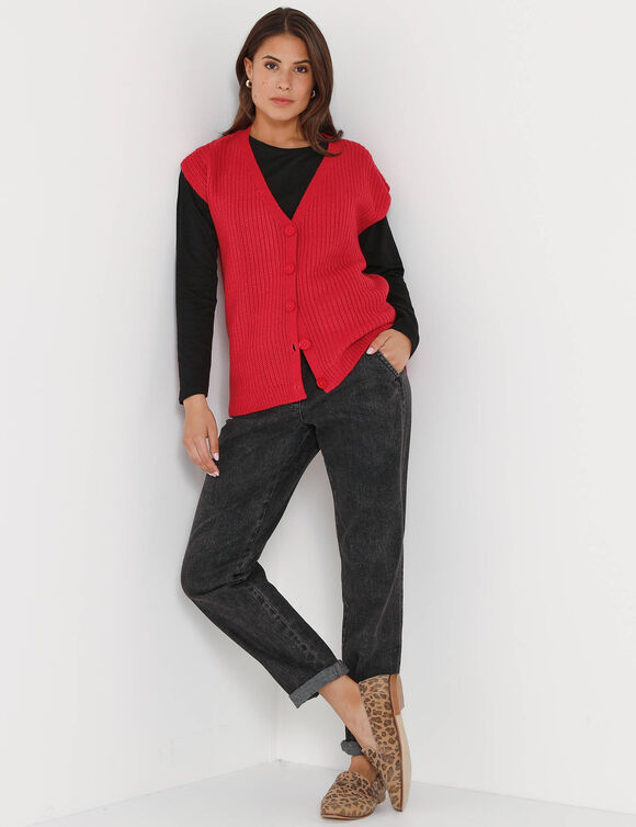 Gilet sans manches boutonné (framboise)