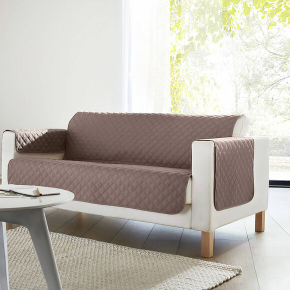 Protège-salon antiglisse microfibre matelassé (taupe)