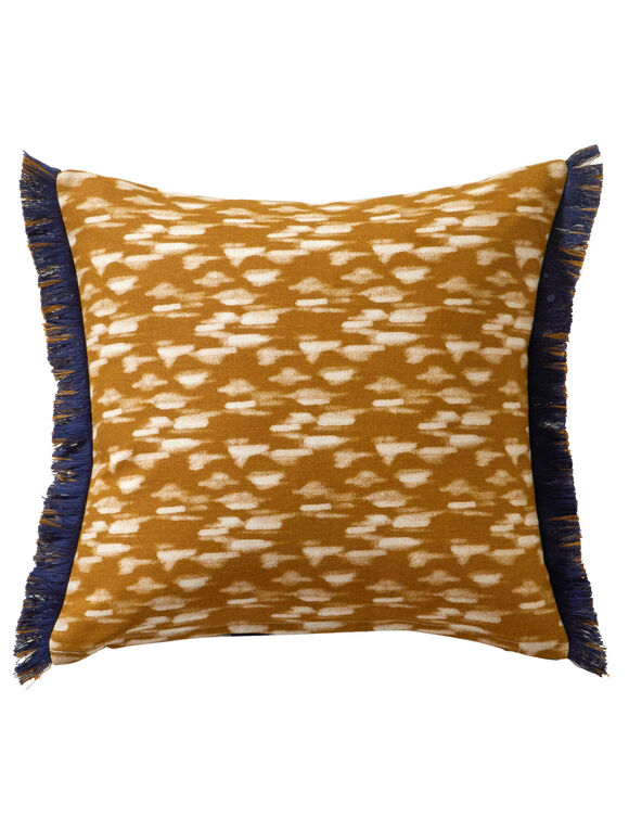 Coussin double face imprimé ethnique (beige / caramel)