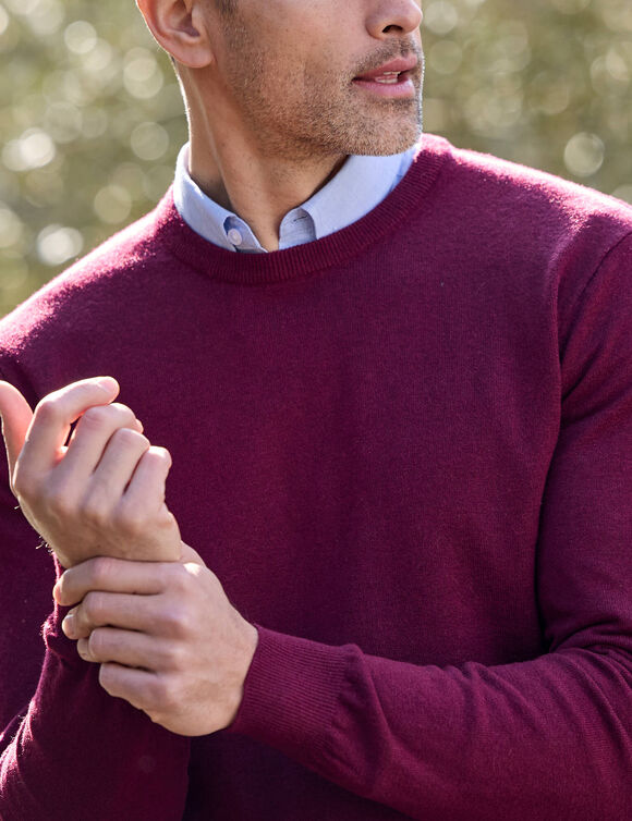 Pull col rond 80% laine (bordeaux)