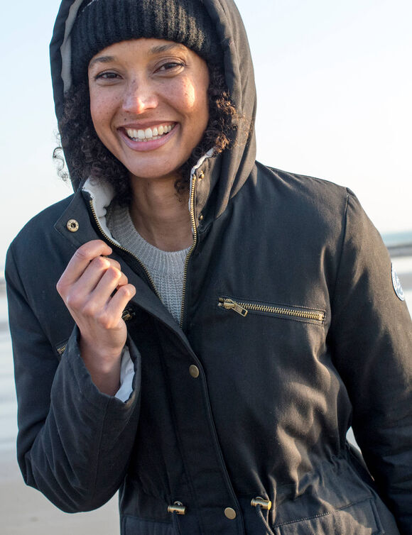 Parka d&eacute;perlante doubl&eacute;e maille polaire (noir)