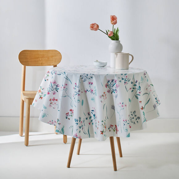 Nappe toile cir&eacute;e motif floral  (multicolore)