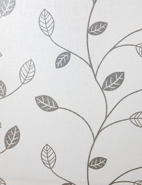 Vitrage voile motif petites feuilles - finition pattes (gris)