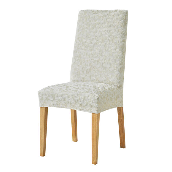 Rekbare stoelhoes, grafisch vlekkenmotief (beige)