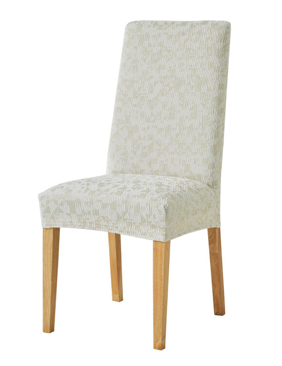 Rekbare stoelhoes, grafisch vlekkenmotief (beige)