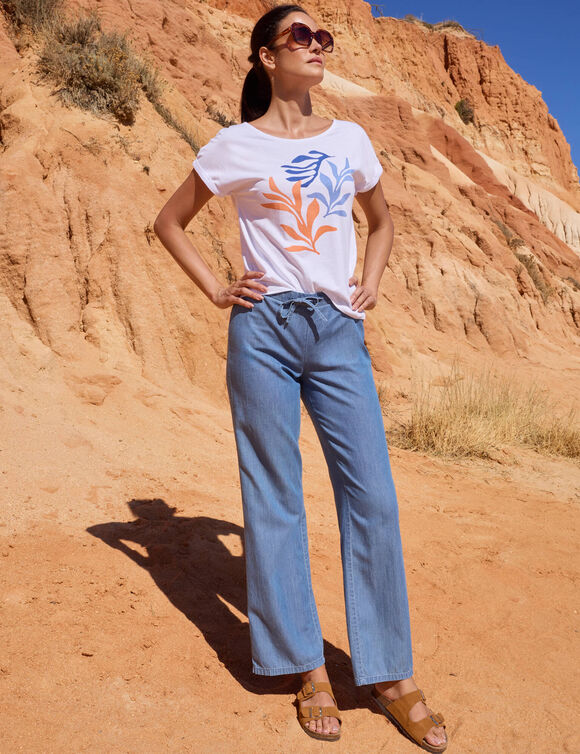 T- shirt imprim&eacute; (blanc / bleu)