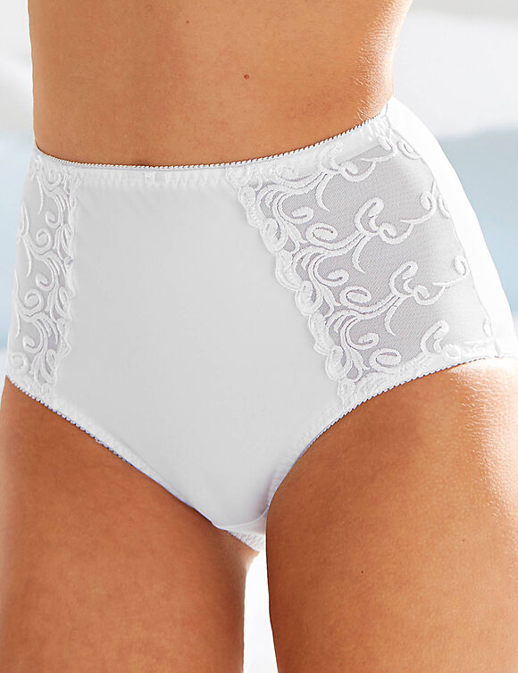 Gainette ventre plat microfibre tulle brod&eacute; Sienne - lot de 2 (blanc + noir)