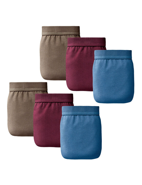 Slip ouvert taille haute uni - lot de 6 (bordeaux / bleu)