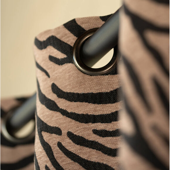Rideau jacquard chenille z&eacute;br&eacute; (noir)