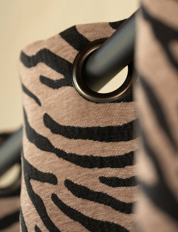 Rideau jacquard chenille z&eacute;br&eacute; (noir)