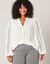 Blouse col officier macramé, crépon fluide (blanc cassé)