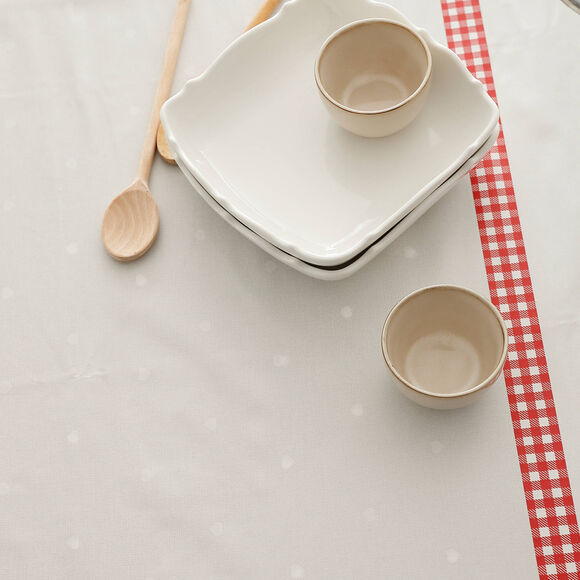 Tafelzeil met kippenmotief (beige / rood)