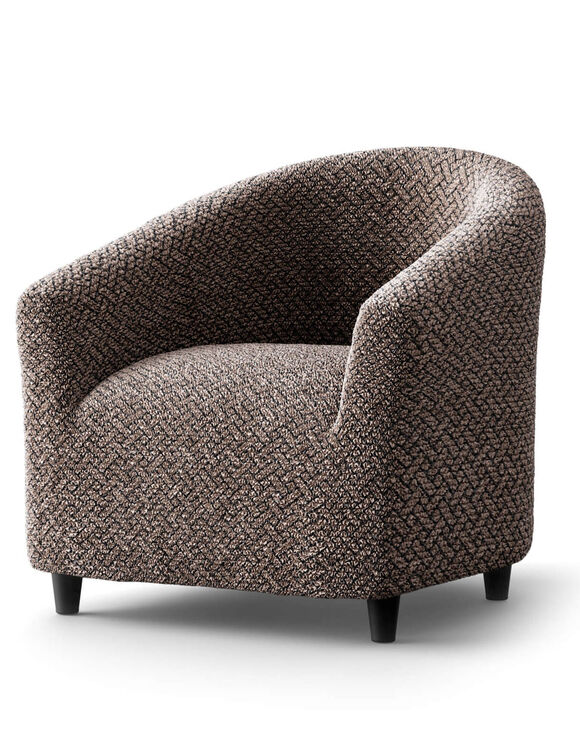 Housse bi-extensible microfibre gaufrée graphique pour fauteuil cabriolet (chocolat)