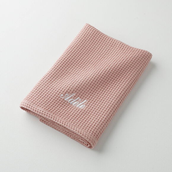Serviette de bain nid d'abeille  Colombine&reg;, personnalisable, 240 g/m2 (rose poudr&eacute;)