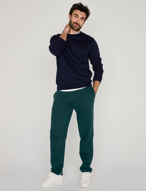 Pantalon loisirs molleton, bas droits (vert fonc&eacute;)