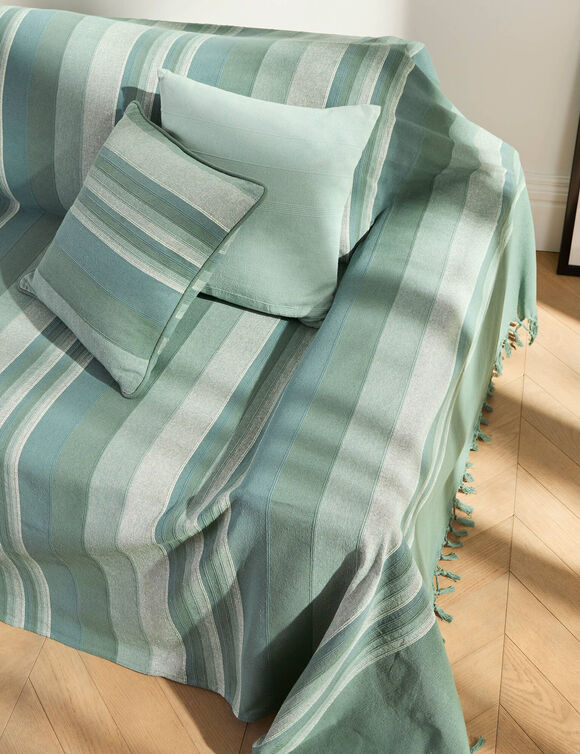 Housse coussin multicolore coton tissage artisanal - lot de 2 (eucalyptus)