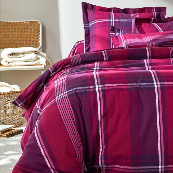 Linge de lit Scott flanelle tissé teint (prune)