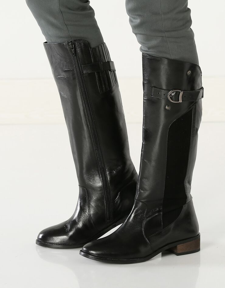 Bottes Cavalières JB Martin En Cuir Souple Noir - Taille 38 - Talons Hauts - Occasion Très Bon état