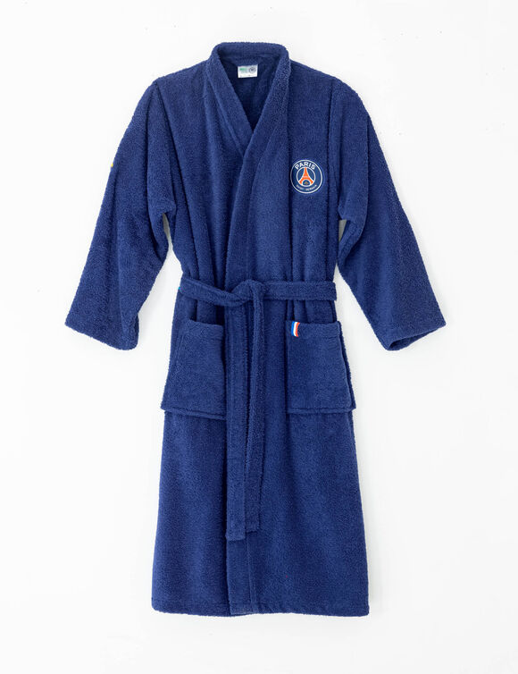 Peignoir de bain adulte col kimono PSG&reg;, &eacute;ponge (bleu)