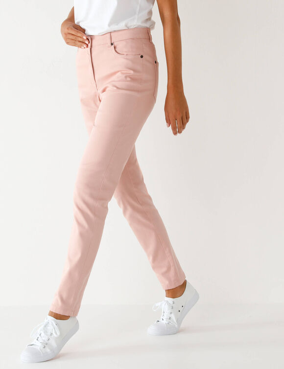 Pantalon fusel&eacute; couleur (rose poudr&eacute;)
