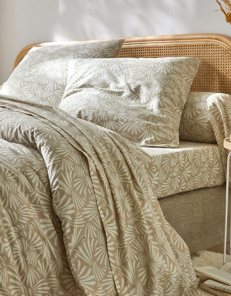 Bedlinnen Vick in katoen met grafisch eprint (beige)