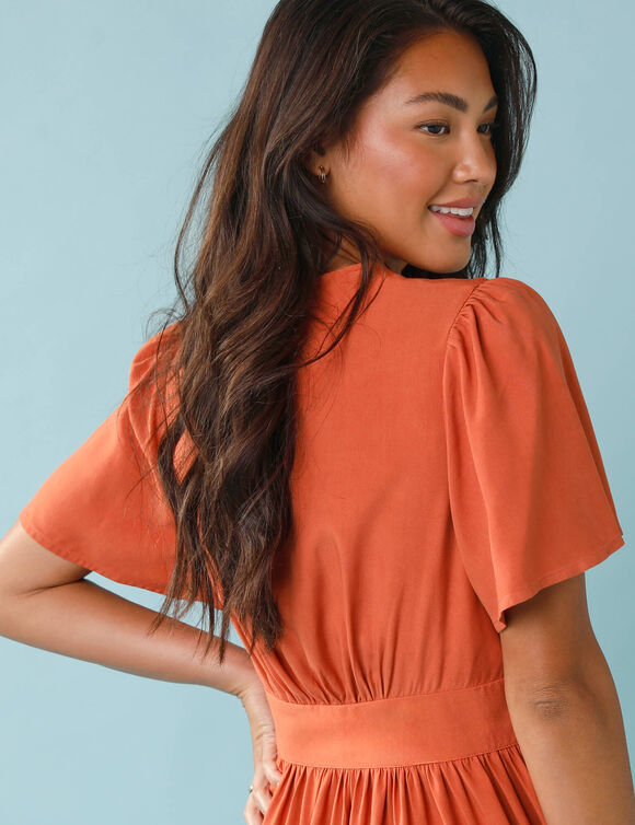 Robe longue boutonn&eacute;e unie, Sp&eacute;cial Petites  (paprika)