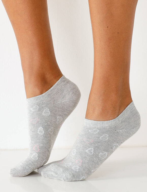Sneakersokken met geassorteerde motieven – Set van 4 paar (chiné grijs)
