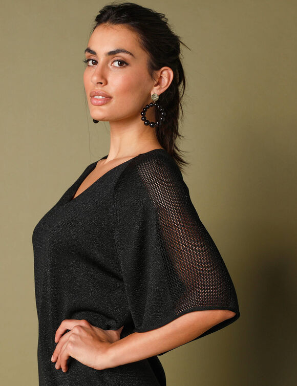Pull loose maille brillante (noir)
