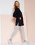 Lange sweater in geruwd molton (zwart)