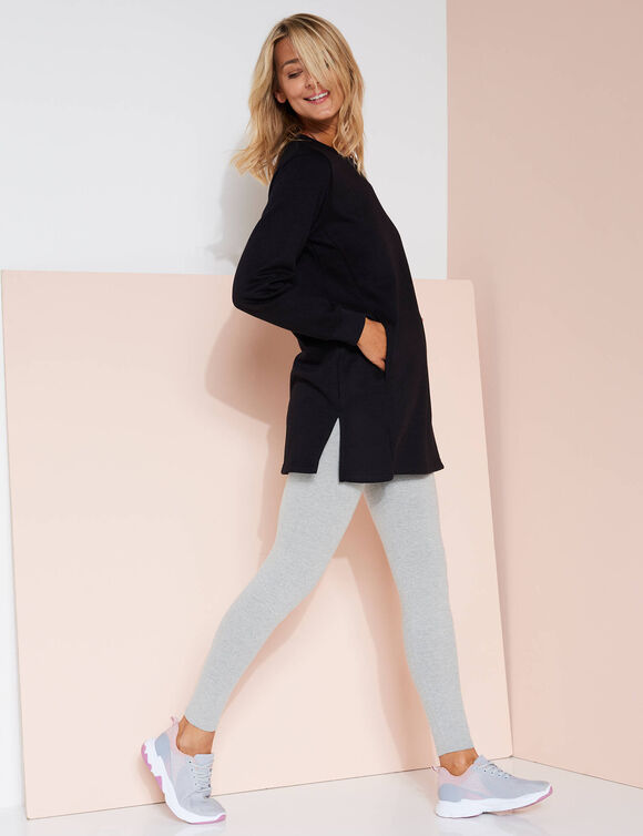 Sweat long, molleton gratté (noir)