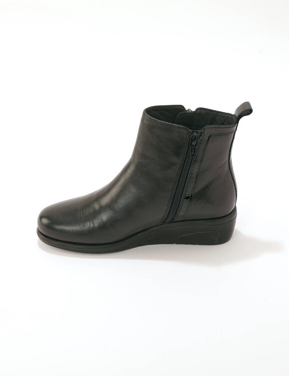 Boots cuir zipp&eacute;e, semelle compens&eacute;e (noir)