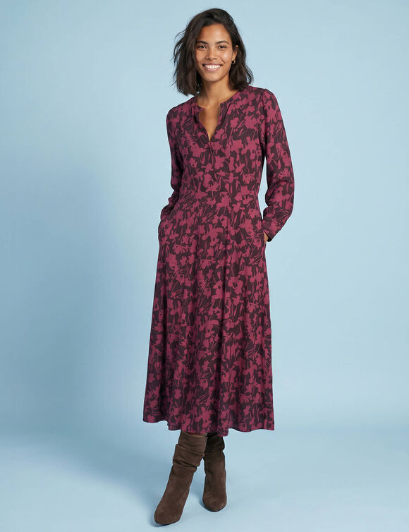 Robe longue boutonn&eacute;e en viscose imprim&eacute;e, Sp&eacute;cial Petites (violet)