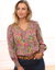 Blouse smocks épaules imprimé fleuri (violine / vert)