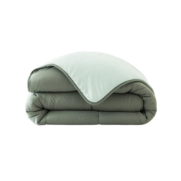 Couette bicolore microfibre 350 g/m² (eucalyptus / vert amande)