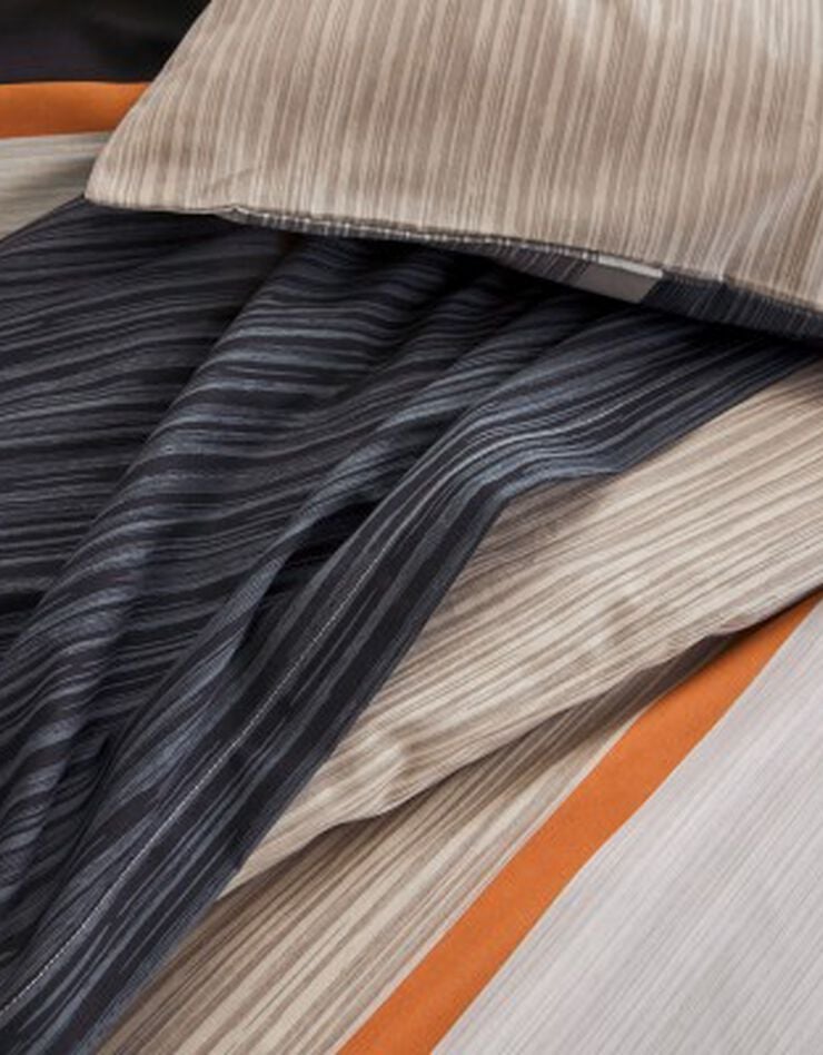 Linge de lit Markus en coton imprimé à rayures effet bois, gris, hi-res image number 6