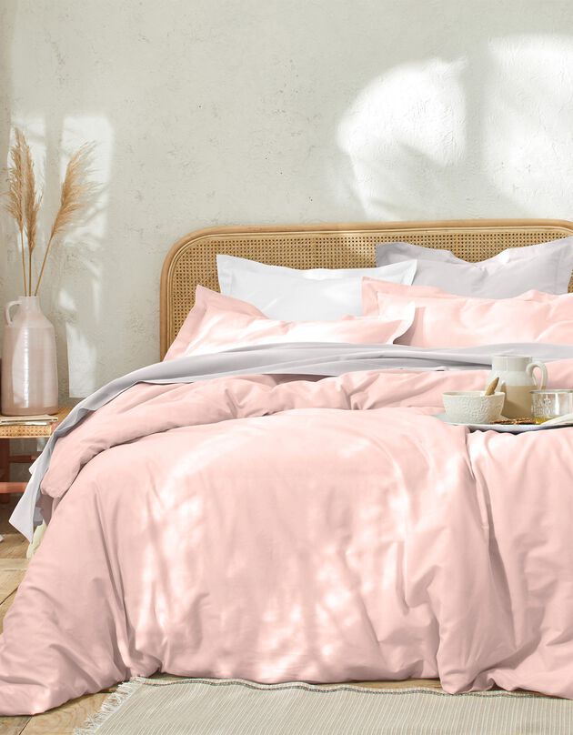 Linge de lit uni coton (rose poudré)