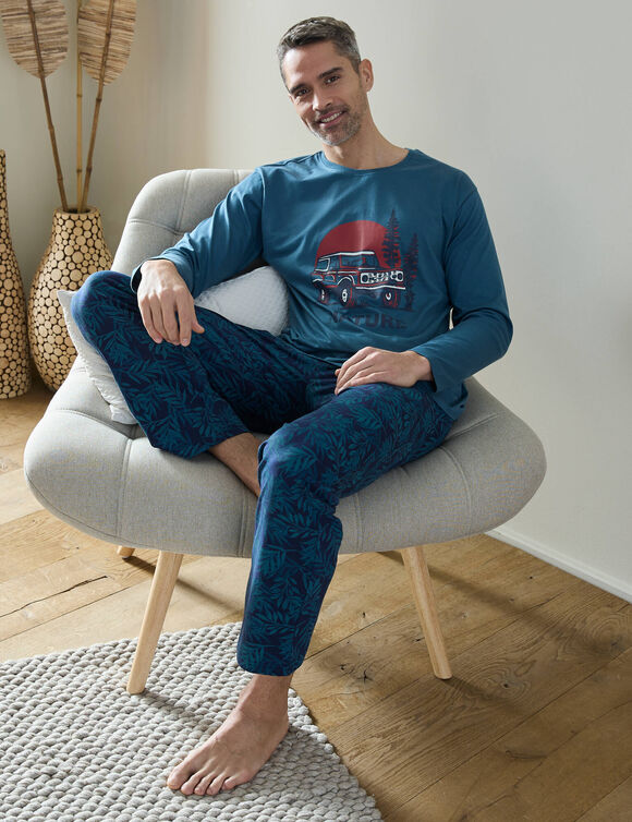 Bedrukte pyjamabroek (blauw)