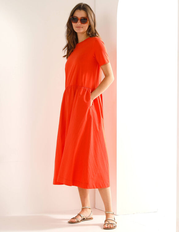 Robe bi-mati&egrave;re, manches courtes (orange)